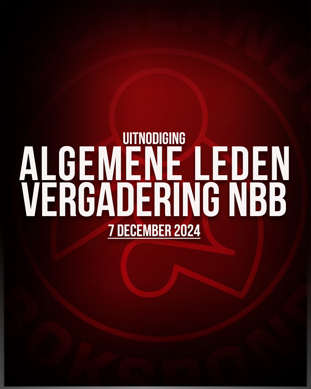 Uitnodiging Algemene Leden Vergadering NBB 7 december 2024