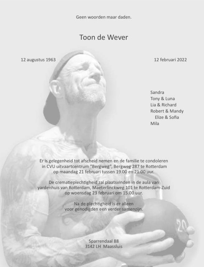 In memoriam: Toon de Wever